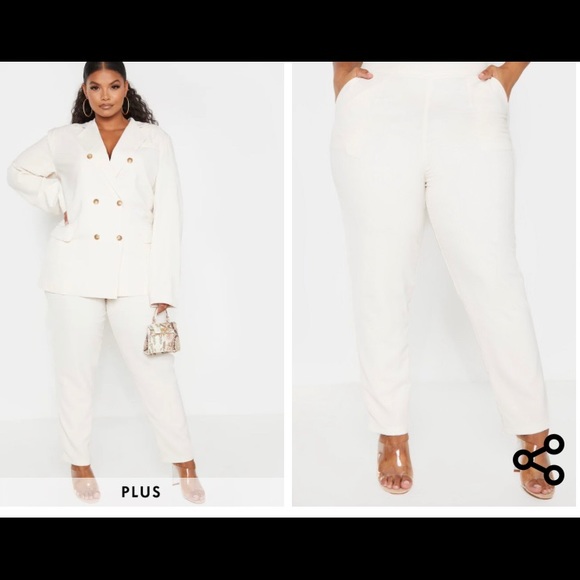 PrettyLittleThing Pants - New Pretty Little Thing cream tailored trousers 24